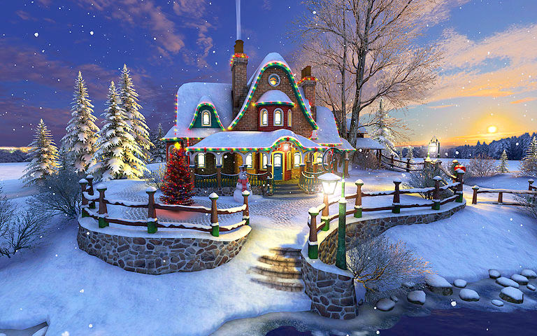 Animated Snow Scene Screensaver - White Christmas 3d Salvapantallas ...