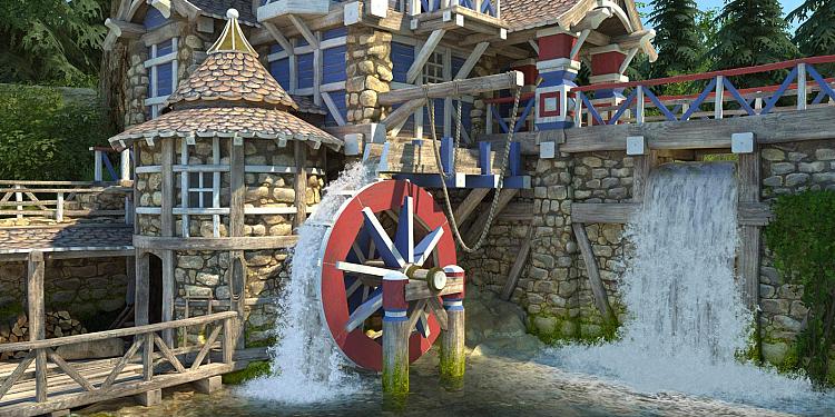 Summer Watermill 3D